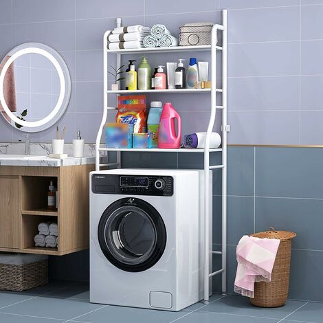 Lena - meuble pour machine à laver 180x64x30 cm - rangement buanderie lave  linge salle de bain avec placard/étagères - sonoma - Conforama