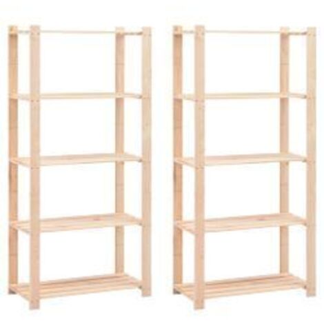 Étagères de stockage 5 niveaux 2 pcs 80x38x170 Pin 250 kg