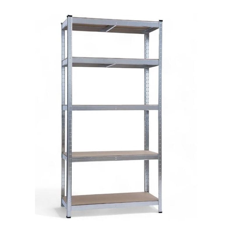 Etagères 5 plateaux Modubable Acier galvanisé 4 Pieds 90 x 40 x h180cm Charge 875Kg