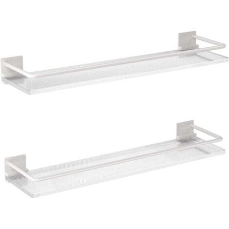 Étagères flottantes en acrylique pour salle de bain - Lot de 2, étagères murales adaptées aux toilettes, à la cuisine, à la buanderie, à la ferme, pour ranger des objets/décorer la pièce (blanc)