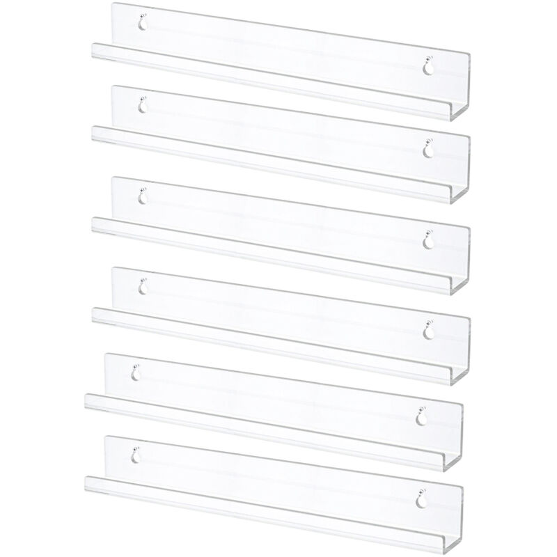 Gabrielle - tagères Flottantes pour Disques Vinyles, Lot de 6 Étagères Murales en Acrylique Clair 38 cm, Décoration pour Livres/Photos/Maquillage, Gabrielle - tagères Flottantes pour Disques Vinyles, Lot de 6 Étagères Murales en Acrylique Clair 38 cm, Décoration pour Livres/Photos/Maquillage,