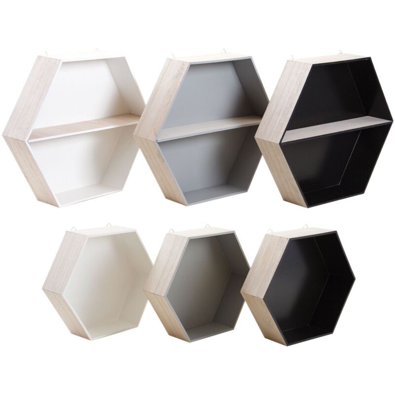 Aubry Gaspard - Etagères hexagonales en bois (Lot de 6)