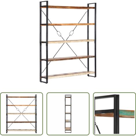 Étagères industrielles -  Bibliothèque 5 niveaux 140x30x180cm Bois solide de récupération
