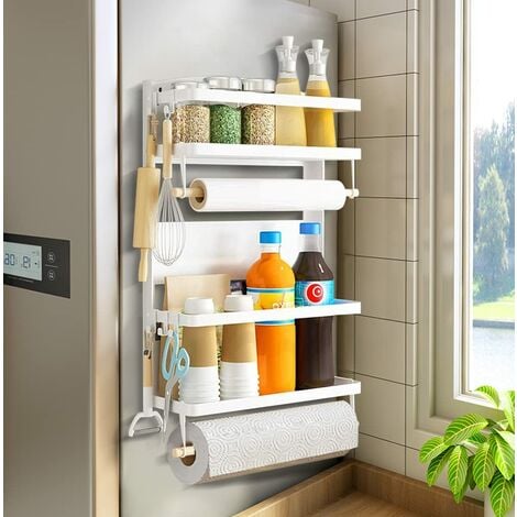 ADWOLT Étagère Magnétique pour Réfrigérateur,Étagère à Épices Magnétique  pour le Réfrigérateur, 4 Pièces Magnétiques Étagère à Épices Autocollante  pour Organisateur de Cuisine : : Cuisine et Maison