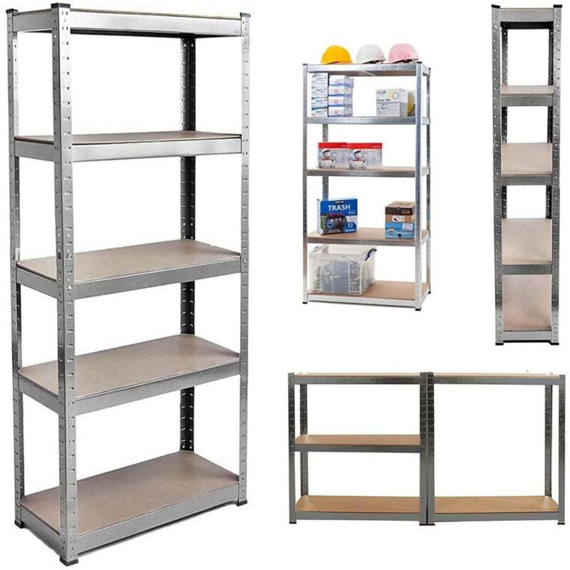étagères métalliques robustes à 5 couches avec une capacité de charge maximale de 875 kg (175 kg par étage), étagères de rangement réglables,