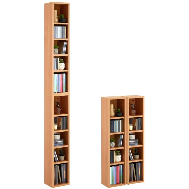 Etagères modulables musique pour cd et dvd, en mélaminé couleur hêtre