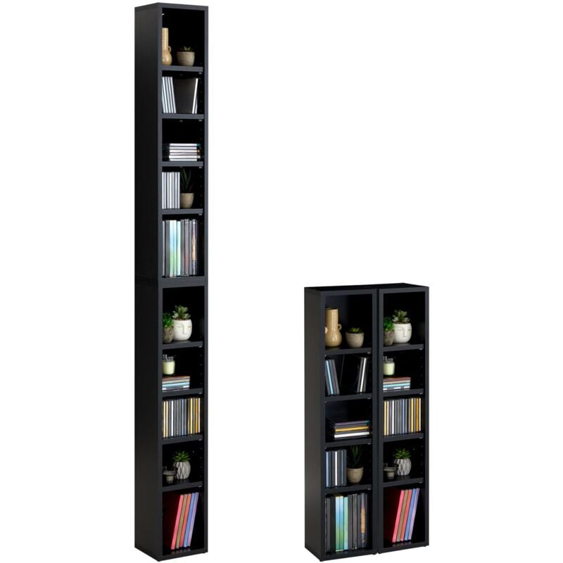 Idimex - Etagères modulables musique pour cd et dvd, en mélaminé noir mat