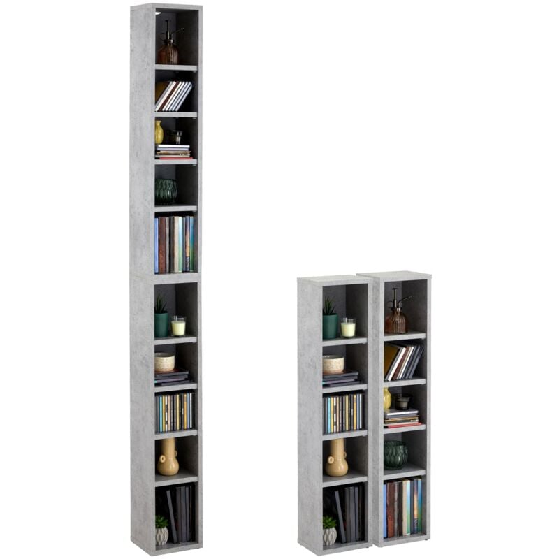 Etagères modulables musique pour cd et dvd, en mélaminé décor béton