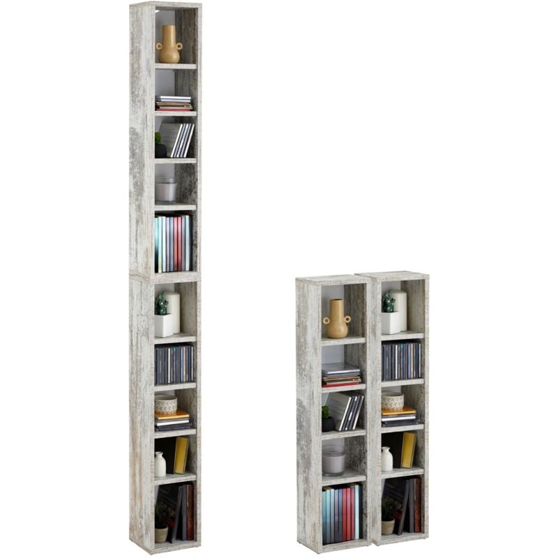 Etagères modulables musique pour cd et dvd, en mélaminé décor shabby chic
