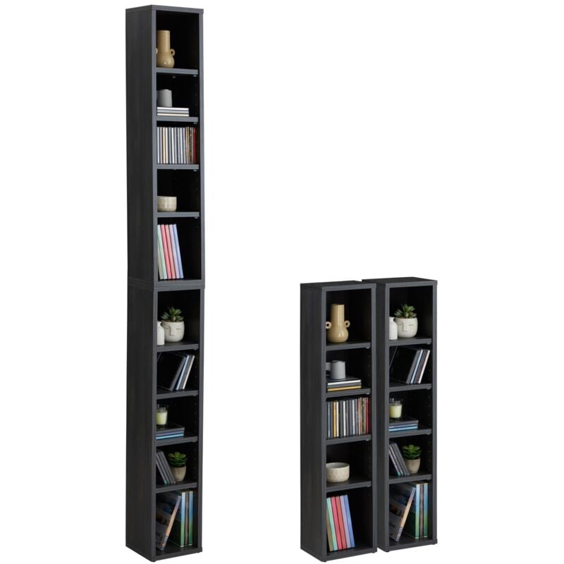 Etagères modulables musique pour cd et dvd, en mélaminé décor gris cendré