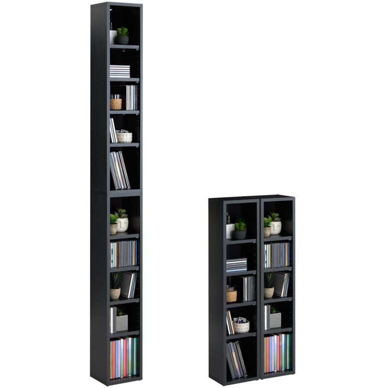 Etagères modulables musique pour cd et dvd, en mélaminé décor béton foncé