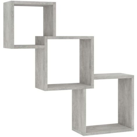Étagères murale  Étagère flottantes cubiques gris béton 68x15x68cm bois ingénierie