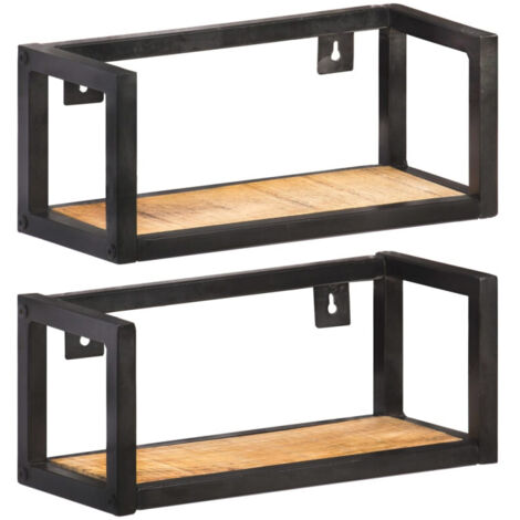 Étagères murales 2 pcs 40 cm Bois de manguier brut