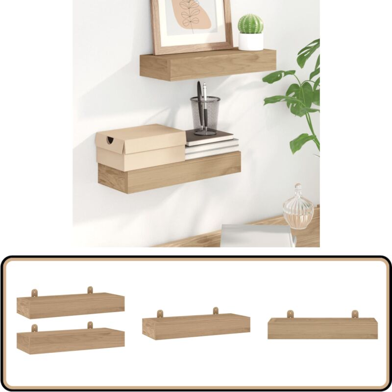 Tagères murales 2 pcs 40x15x4 cm bois de teck massif - Etagere Murale - Étagères Murales - Étagère Flottante - Décoration Murale - Meuble Design
