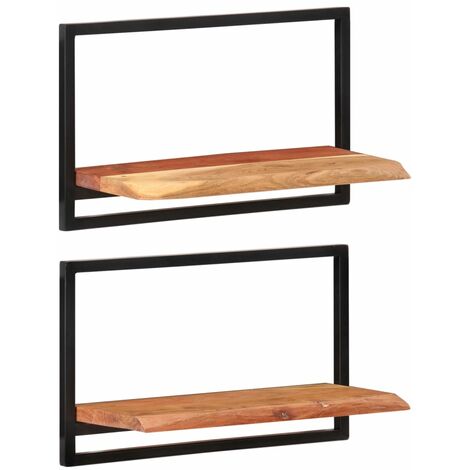 Étagères murales 2 pcs 60x25x35 cm Bois d'acacia et acier vidaXL