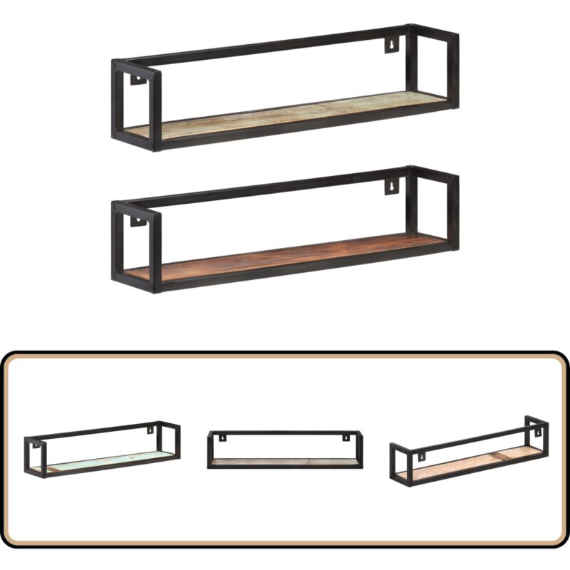 Vidaxl - tagères murales 2 pcs 80 cm Bois de récupération massif - Étagères Murales - Étagères Industrielles - Rangement Mural - Décoration Murale