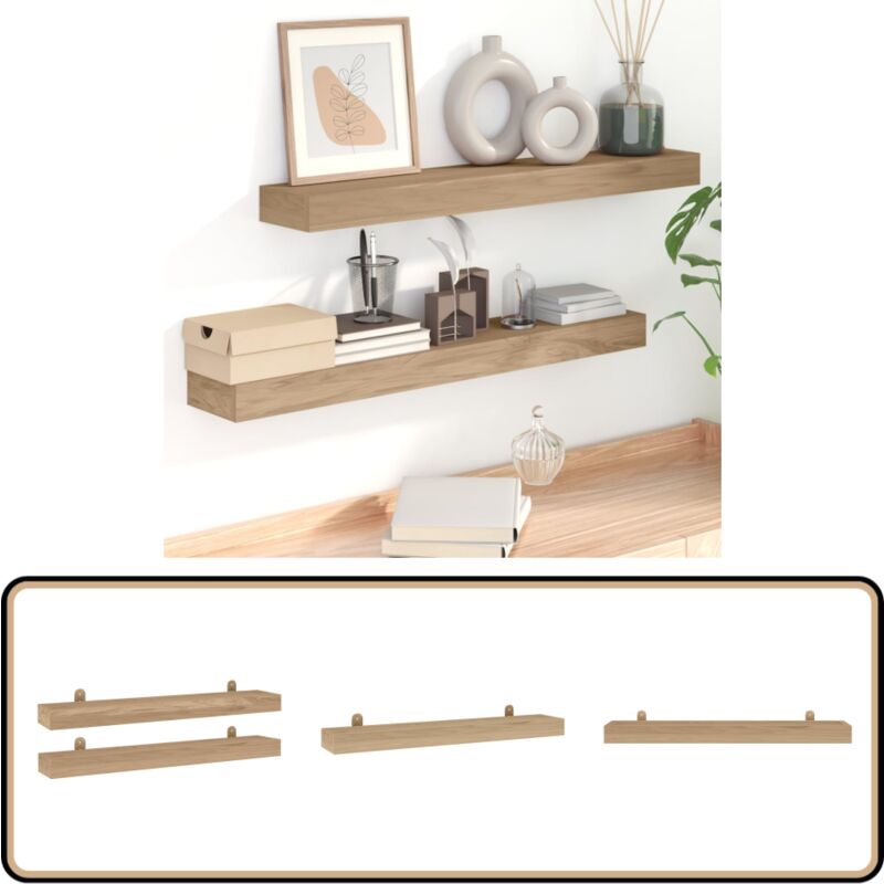 Tagères murales 2 pcs 90x15x4 cm bois de teck massif - Etagere Murale - Étagères Murales - Étagère Flottante - Décoration Murale - Meuble Design