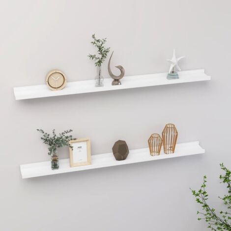 Vidaxl – Étagères murales 2 pcs MDF blanc 100x9x3 cm – Charge max 5 kg – Installation murale pour décoration moderne