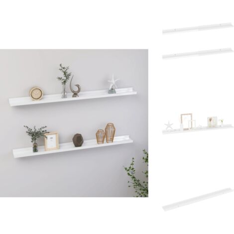 Étagères murales 2 pcs Blanc brillant 100x9x3 cm - Étagères Murales - Étagères Déco - Rangement Mural - Décoration Murale - Meubles Blancs