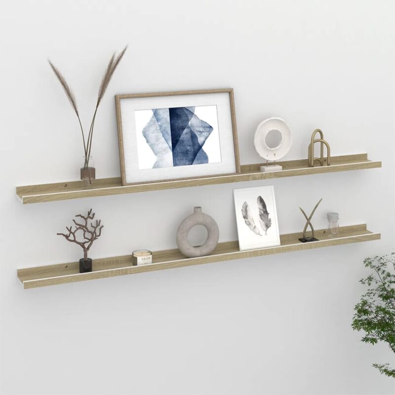 Vidaxl - tagères murales 2 pcs Blanc et chêne Sonoma 115x9x3 cm