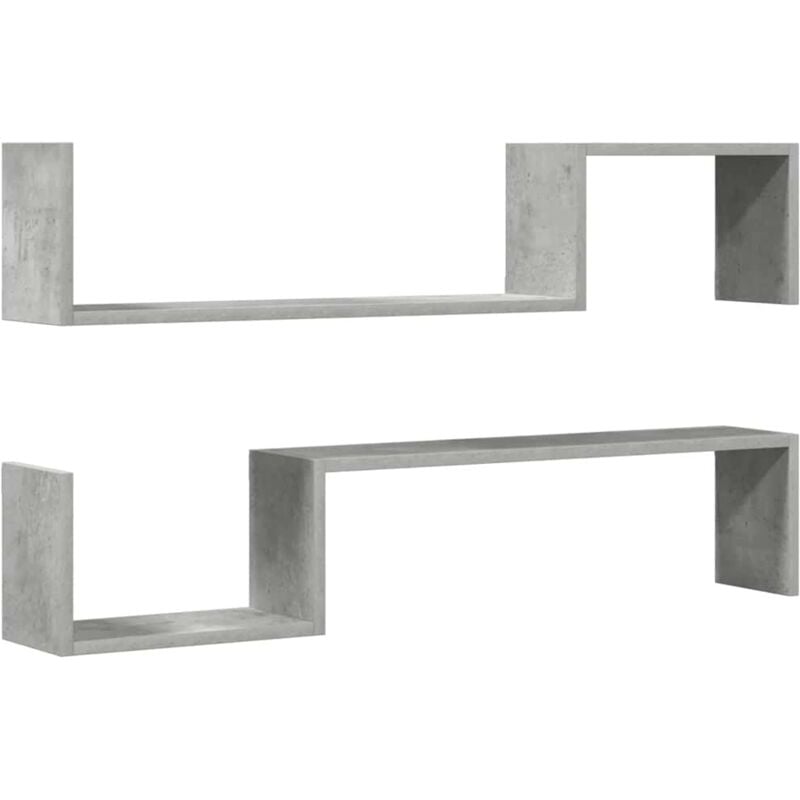 Tagères murales 2 pcs gris béton 100x15x20cm bois d'ingénierie Vidaxl