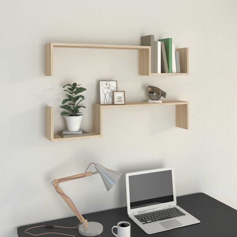Tagères murales 2 pcs chêne sonoma 100x15x20cm bois ingénierie Vidaxl