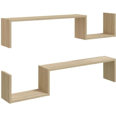Étagères murales 2 pcs chêne sonoma 100x15x20cm bois ingénierie vidaXL
