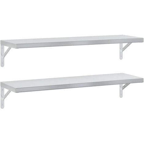 Étagères murales 2 pcs  Étagères flottantes 100x30 cm argenté acier inoxydable
