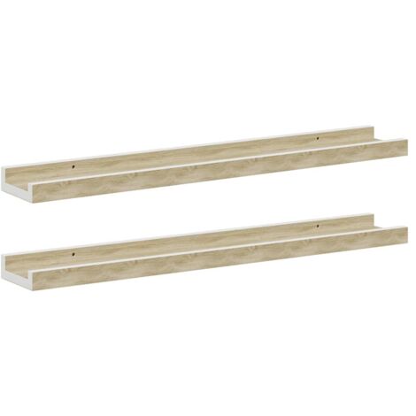 Étagères murales 2 pcs Étagères flottantes blanc et chêne sonoma 60x9x3 cm