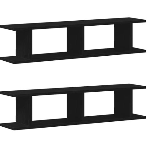 Étagères murales 2 pcs  Étagères flottantes chêne noir 90x18x20 cm bois d'ingénierie