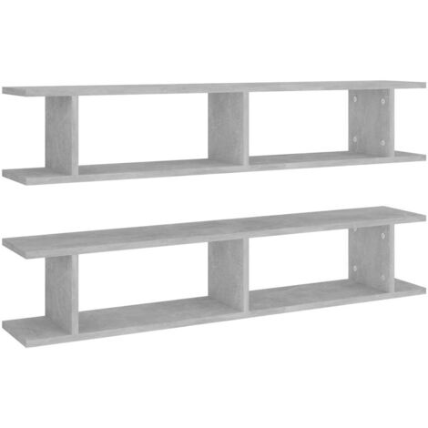Étagères murales 2 pcs  Étagères flottantes Gris béton 105x18x20cm bois d'ingénierie