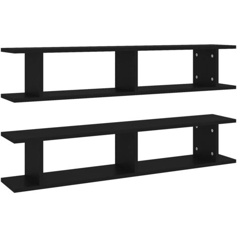 Étagères murales 2 pcs  Étagères flottantes Noir 105x18x20 cm bois d'ingénierie