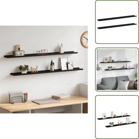 Étagères murales 2 pcs Noir 115x9x3 cm - Étagères Murales - Étagères Déco - Rangement Mural - Décoration Murale - Meubles Muraux