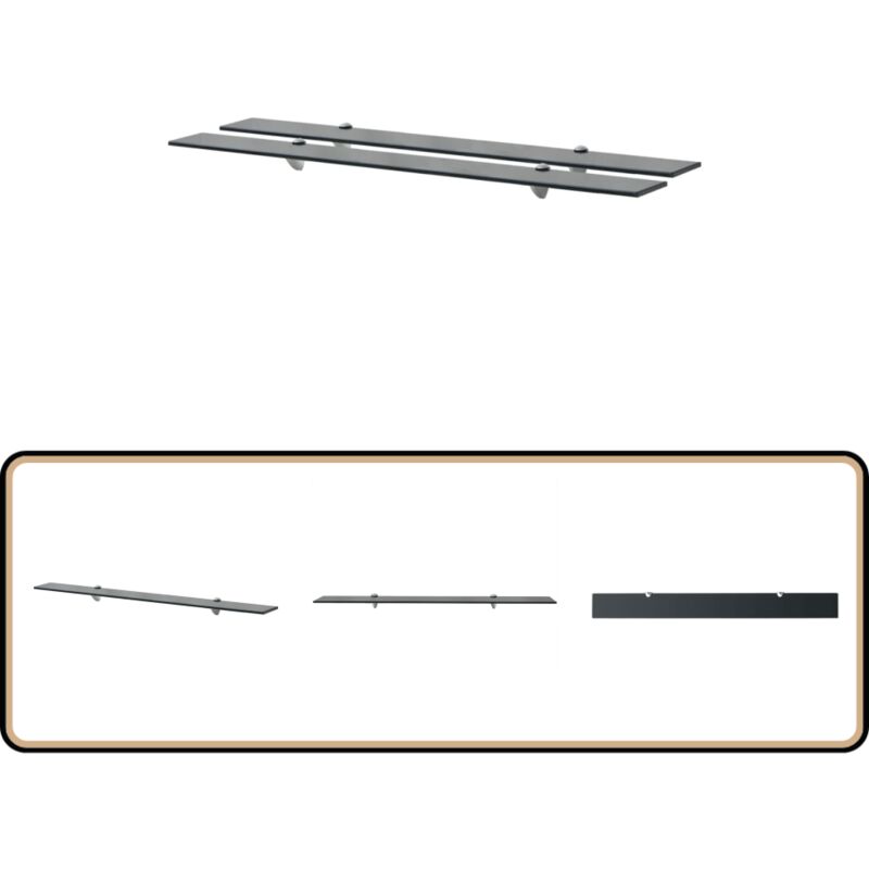 Tagères murales 2 pcs Verre 100 x 10 cm 8 mm - Etagere Murale - Étagère Design - Étagère Verre - Étagère Suspension - Décoration Murale