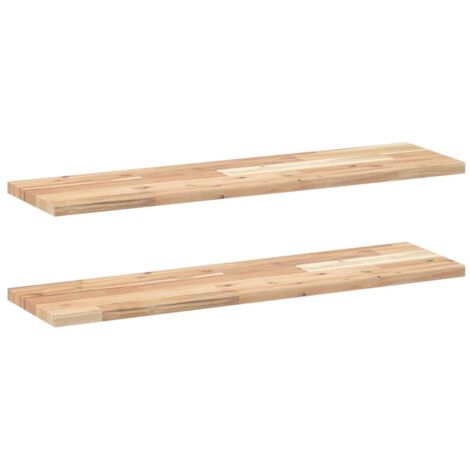 Étagères murales 2 pcs，Étagère flottante 100x20x2 cm acacia massif non traité CFW63348