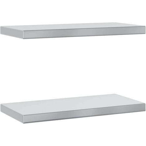 Étagères murales 2 pcs，Étagère flottante 50x23,5x3 cm argenté acier inoxydable CFW72798