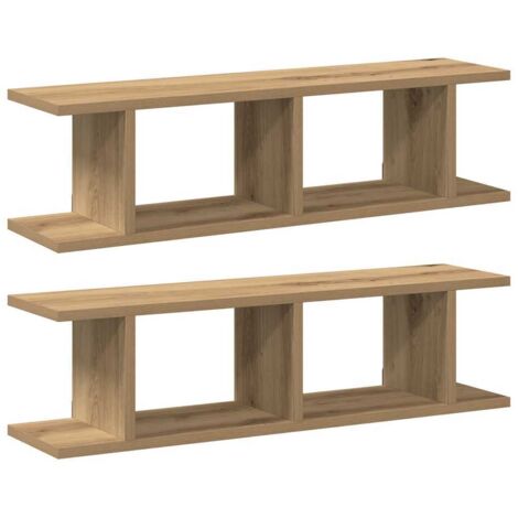 Étagères murales 2 pcs，Étagère flottante chêne artisanal 75x18x20 cm CFW63556