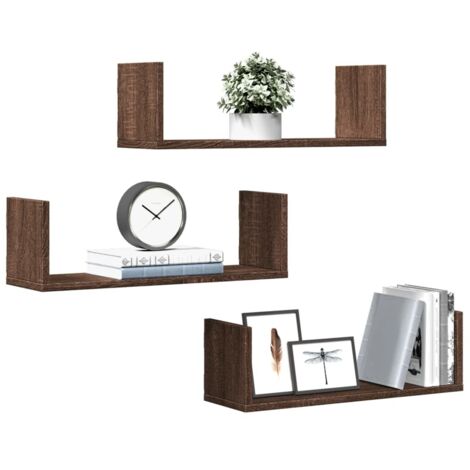 Étagères murales 3 pcs-Étagère flottante-Étagère de rangement suspendue chêne marron 58x18x18cm bois d'ingénierie 535477