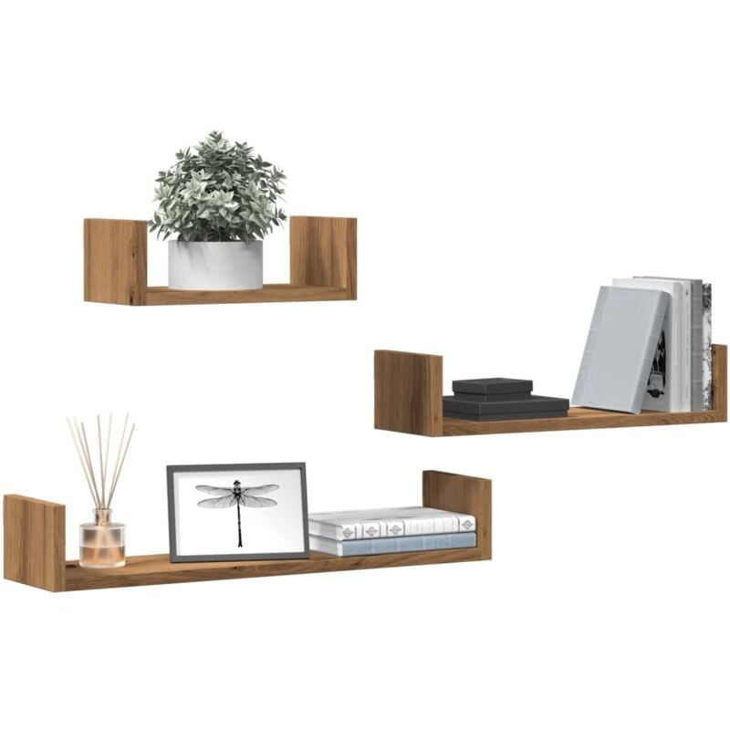 Vidaxl - tagères murales 3 pcs chêne artisanal bois d'ingénierie