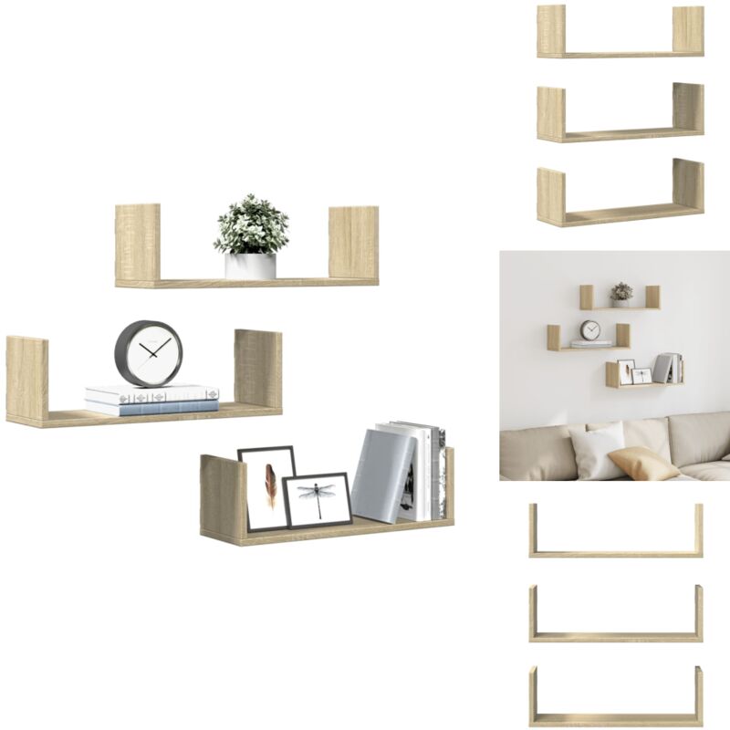 Tagères murales 3pcs chêne sonoma 58x18x18cm bois d'ingénierie - Étagère Murale - Étagères Murales - Étagère Flottante - Étagère Murale Flottante