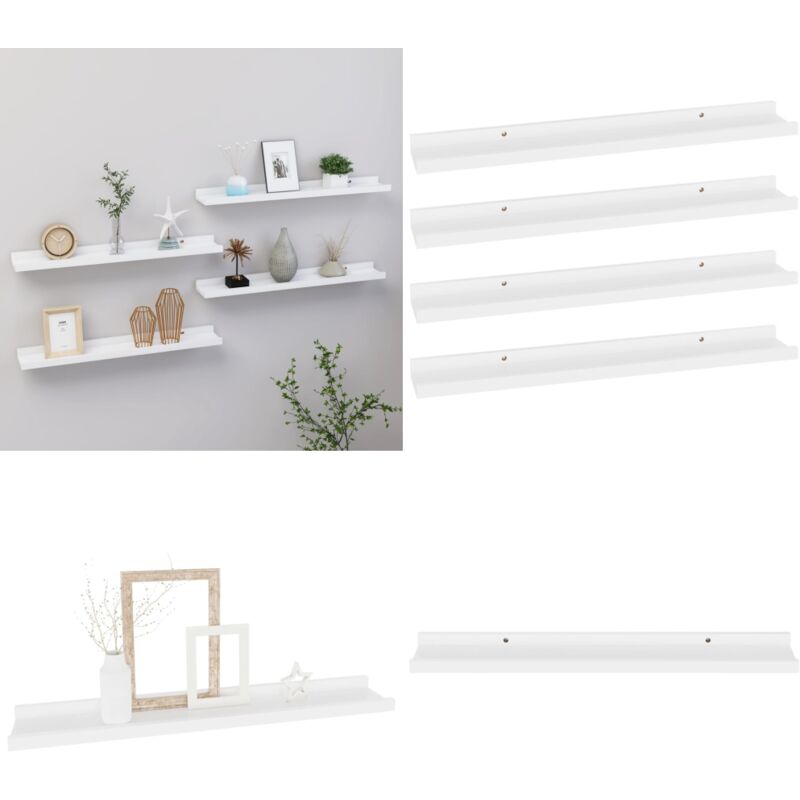 Tagères murales 4 pcs Blanc 60x9x3 cm - Étagères Murales - Étagères Déco - Rangement Mural - Décoration Murale - Meubles Blancs - Home & Living