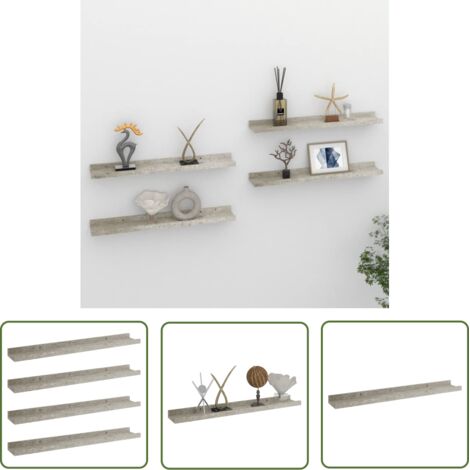 Étagères murales 4 pcs Gris béton 60x9x3