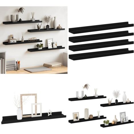 Étagères murales 4 pcs Noir 60x9x3 cm - Étagères Murales - Étagères Déco - Rangement Mural - Décoration Murale - Meubles Design - Home & Living
