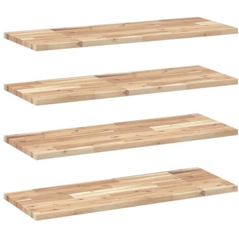 Étagères murales 4 pcs，Étagère flottante 100x30x2 cm acacia massif non traité CFW86547