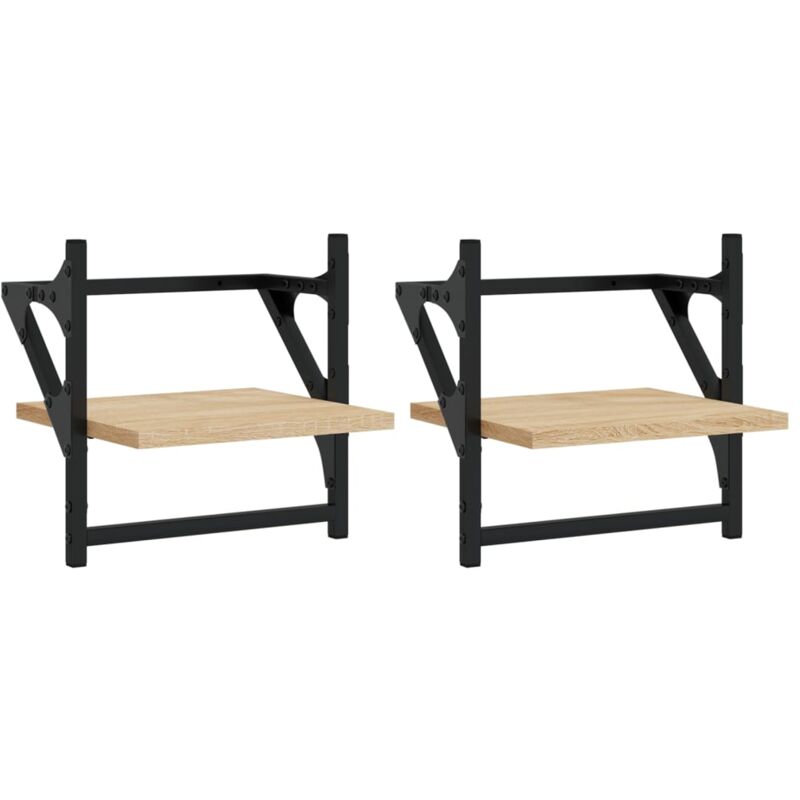Étagères murales avec barres 2 pcs chêne sonoma 30x25x30 Étagères murales avec barres 2 pcs chêne sonoma 30x25x30