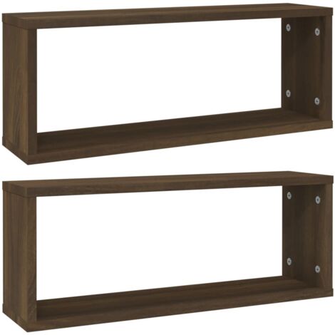 Étagères murales cube 2 pcs Chêne marron 60x15x23 cm Bois