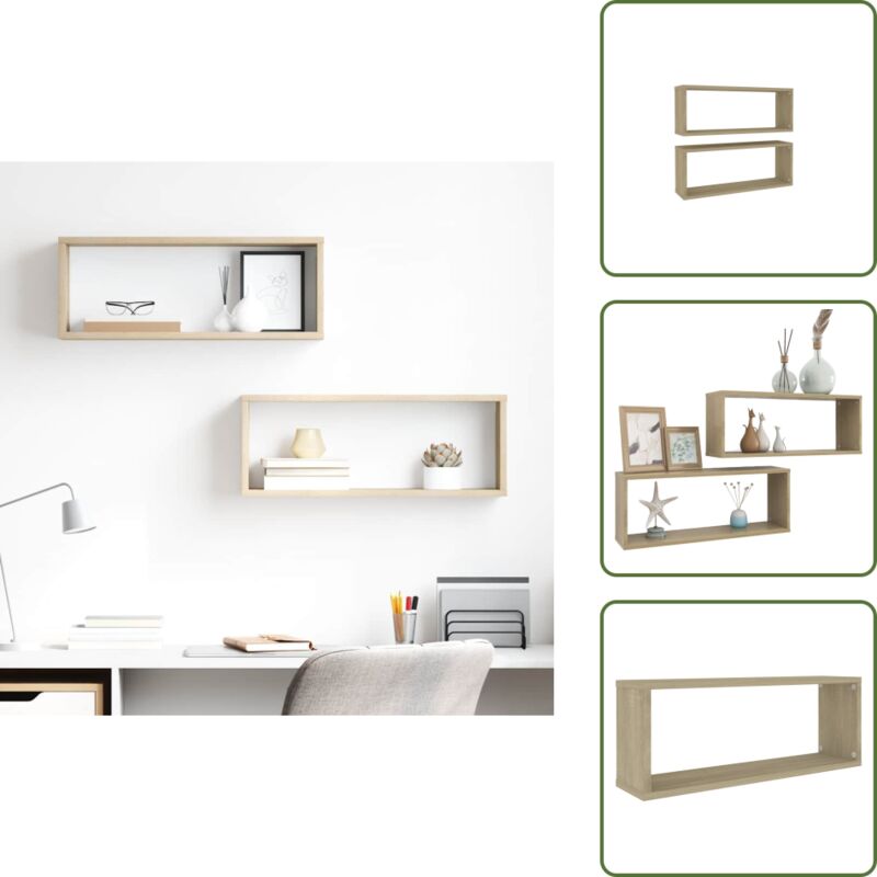 Vidaxl - tagères murales cube 2 pcs Chêne sonoma Bois d'ingénierie - Etagere Murale - Rangement Mural - Etageres Cubes - Meuble Deco - Decoration