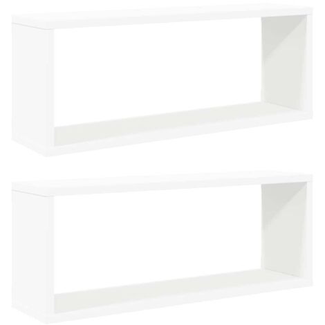 Étagères murales cube 2 pcs  Étagères flottantes Blanc 60x15x23 cm Bois d’ingénierie