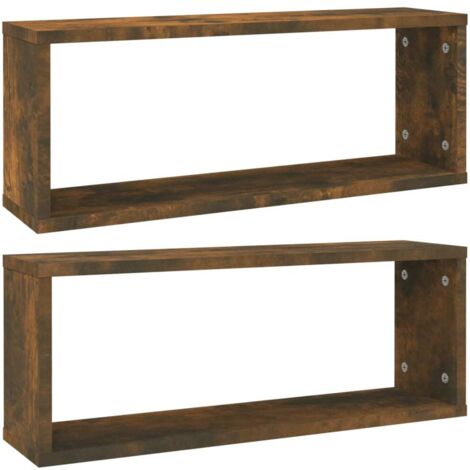 Étagères murales cube 2 pcs  Étagères flottantes Chêne fumé 60x15x23 cm Bois