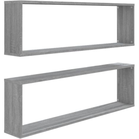 Étagères murales cube 2 pcs  Étagères flottantes Sonoma gris 100x15x30 cm Bois